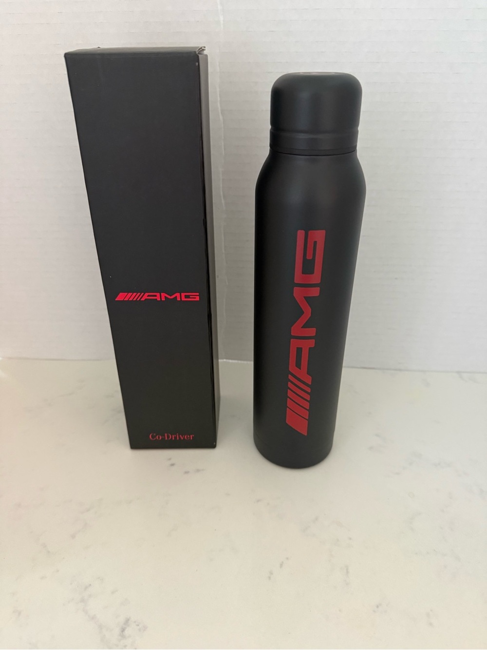 AMG Matte Black & Red Insulated Water Bottle